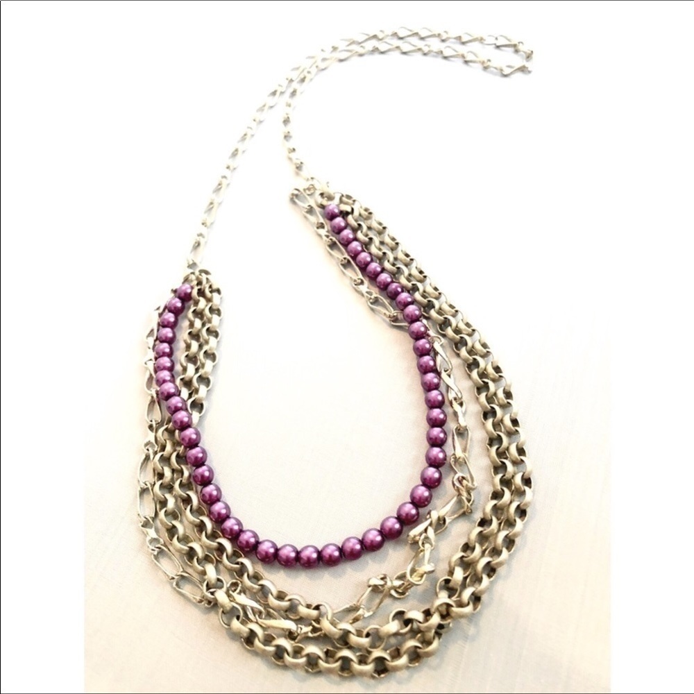 NEW PEARL LAYERED CHAIN NECKLACE